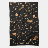 Kopergoud op Black Terrazzo Stone Theedoek (Verticaal)