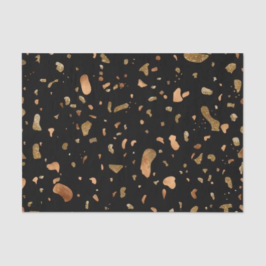 Kopergoud op Black Terrazzo Stone Tissuepapier (Voorkant)