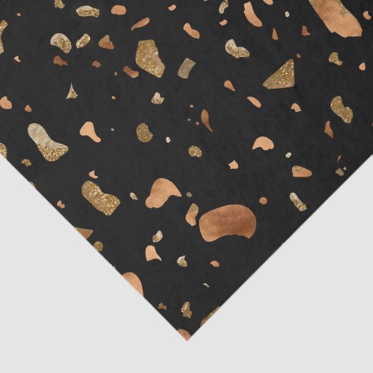 Kopergoud op Black Terrazzo Stone Tissuepapier (Detail)