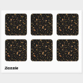 Kopergoud op Black Terrazzo Stone Vierkante Sticker (Vel)