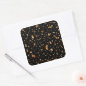 Kopergoud op Black Terrazzo Stone Vierkante Sticker (Envelop)
