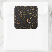 Kopergoud op Black Terrazzo Stone Vierkante Sticker (Tas)