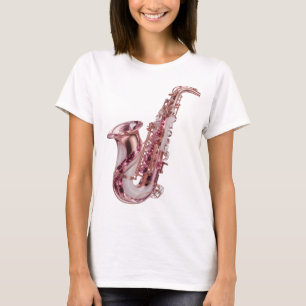 Kopergoud Roze SAXOFOON Maatwerk Design T-shirt
