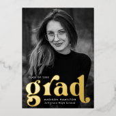 Kopergouden typografie foto afstudeeraankondiging folie uitnodiging (Voorkant)