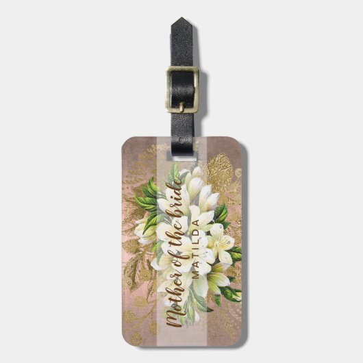 Kopergoudfloremmer van het roos van koper bagagelabel (Voorkant verticaal)