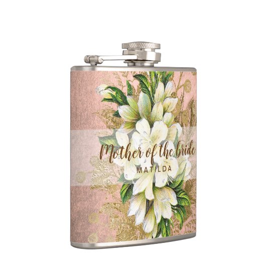 Kopergoudfloremmer van het roos van koper heupfles (Rechts)