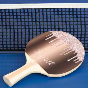 Kopergoudglitterdrip roos tafeltennisbatje