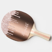 Kopergoudglitterdrip roos tafeltennisbatje (Zijkant)
