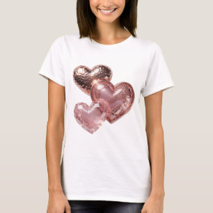 Kopergrijs DRIE HARTEN Artistiek Motief T-shirt