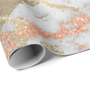 Kopergrijs Foxier Gold Marble Shiny Metallic VIP Cadeaupapier