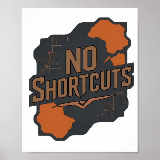 Kopergrijze 3D-tekst kunst NO SHORTCUTS Poster (Voorkant)