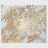 Kopergrijze oxier Roos Gold Marble Shiny Metallic Cadeaupapier (Vlak)