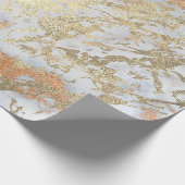 Kopergrijze oxier Roos Gold Marble Shiny Metallic Cadeaupapier (Hoek)