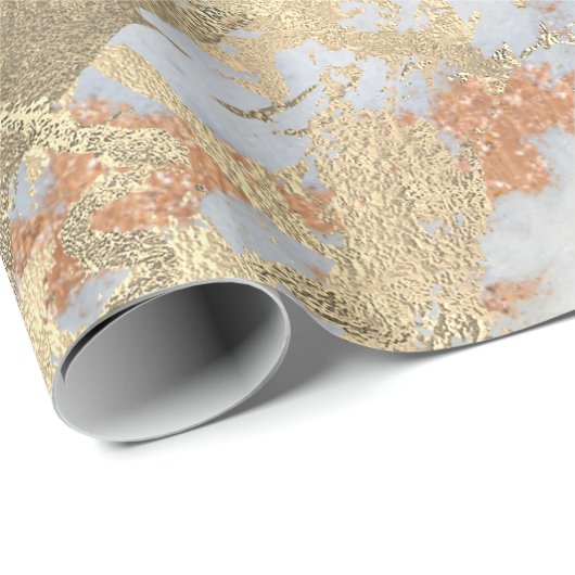 Kopergrijze oxier Roos Gold Marble Shiny Metallic Cadeaupapier (Rol Hoek)