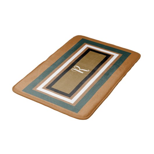 Kopergroen Bronzen Koperen Geometrisch Monogram Badmat (Gekanteld)