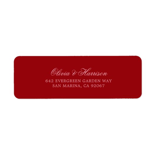 Kopergroze Rood Minimalistische Script Retouradres Etiket (Voorkant)