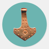 Koperhamer blauwgroen grote ronde stickers (Voorkant)