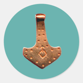 Koperhamer blauwgroen grote ronde stickers