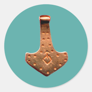 Koperhamer blauwgroen grote ronde stickers