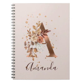 Koperherfst Floral Letter A Herfst Flowers Notitieboek