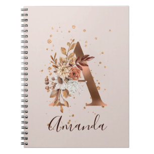 Koperherfst Floral Letter A Herfst Flowers Notitieboek