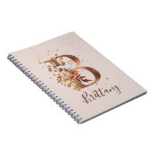 Koperherfst Floral Letter B Herfst Flowers Notitieboek (Rechterzijde)