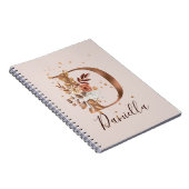 Koperherfst Floral Letter D Herfst Flowers Notitieboek (Rechterzijde)