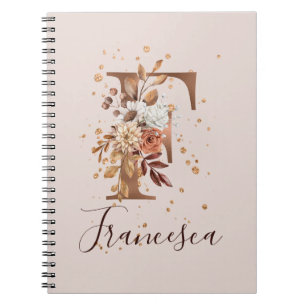 Koperherfst Floral Letter F Herfst Flowers Notitieboek