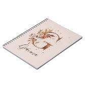 Koperherfst Floral Letter G Herfst Flowers Notitieboek (Linkerzijde)