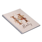 Koperherfst Floral Letter H Herfst Flowers Notitieboek (Rechterzijde)