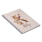 Koperherfst Floral Letter K Herfst Flowers Notitieboek (Rechterzijde)