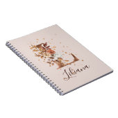 Koperherfst Floral Letter L Herfst Flowers Notitieboek (Rechterzijde)