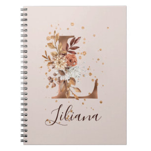 Koperherfst Floral Letter L Herfst Flowers Notitieboek