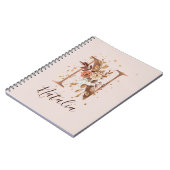 Koperherfst Floral Letter N Herfst Flowers Notitieboek (Linkerzijde)