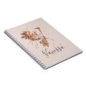 Koperherfst Floral Letter V Herfst Flowers Notitieboek (Rechterzijde)