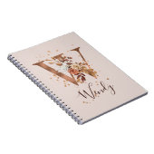 Koperherfst Floral Letter W Herfst Flowers Notitieboek (Rechterzijde)