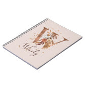 Koperherfst Floral Letter W Herfst Flowers Notitieboek (Linkerzijde)