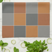 Koperkaramel en grijze vierkantjes theedoek (Gevouwen)