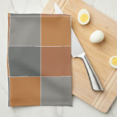 Koperkaramel en grijze vierkantjes theedoek (Quarter Fold)