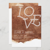 Koperkleur houdt van moderne, eenvoudige bruiloft kaart (Voorkant / Achterkant)
