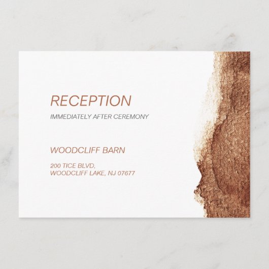 Koperkleur moderne eenvoudige huwelijksreceptie informatiekaartje (Voorkant)