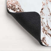 Koperkleur Roos Gold Blush White Molten Stone Marb Muismat (Hoek)