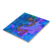 Koperkleurige Chinese Draak op Blues V Tegeltje (Zijkant)