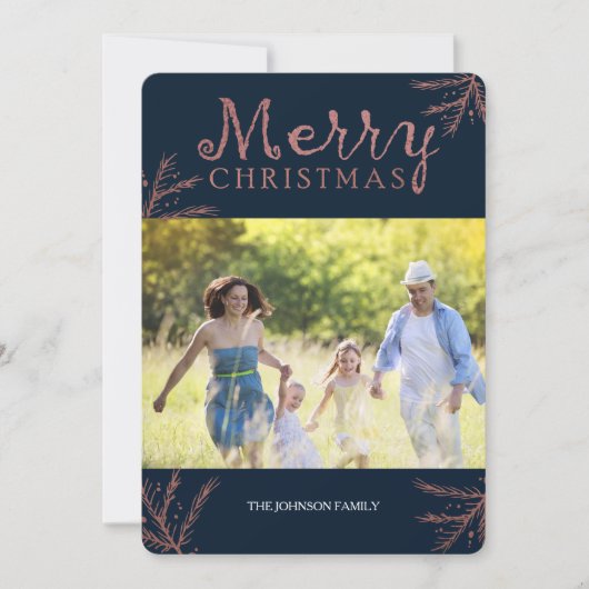 koperkleurige dennentakken kerst Kaart (Voorkant)