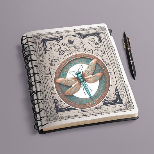 Koperkleurige libel op turquoise achtergrond sticker