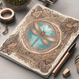 Koperkleurige libel op turquoise achtergrond sticker