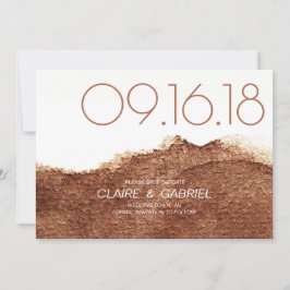 Koperkleurige moderne eenvoudige huwelijksdatum be save the date