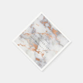 Koperkleurige Roos Coral Gold White Grey Marmer Servet (Hoek)