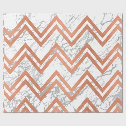 Koperkleurige Roos Gold Marble Zig Zag Chevron Gra Cadeaupapier (Vlak)