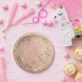 Koperkrans Roze Rose Goud Laurel Bruids Bruiloft Papieren Bordje (Feest)